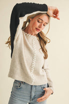 WHIP STITCH TWO-TONE SWEATER MSW11155 - Stylish In The Saddle