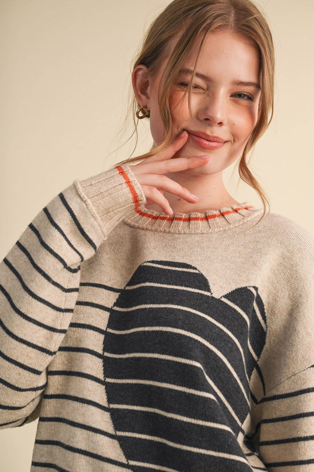 Heart Striped Sweater