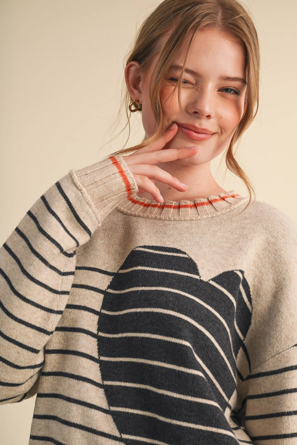 Heart Striped Sweater