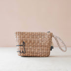 Mini Woven Pouch with Wristlet and Embroidered Dachshund