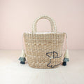Woven Tote Bag with Embroidered Dachshund