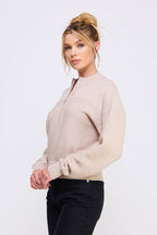 Dolman Half Zip Rib Sweater