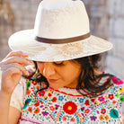 Andrea Hand Painted Mexican Fedora Hat - Tan and Gold - Stylish In The Saddle