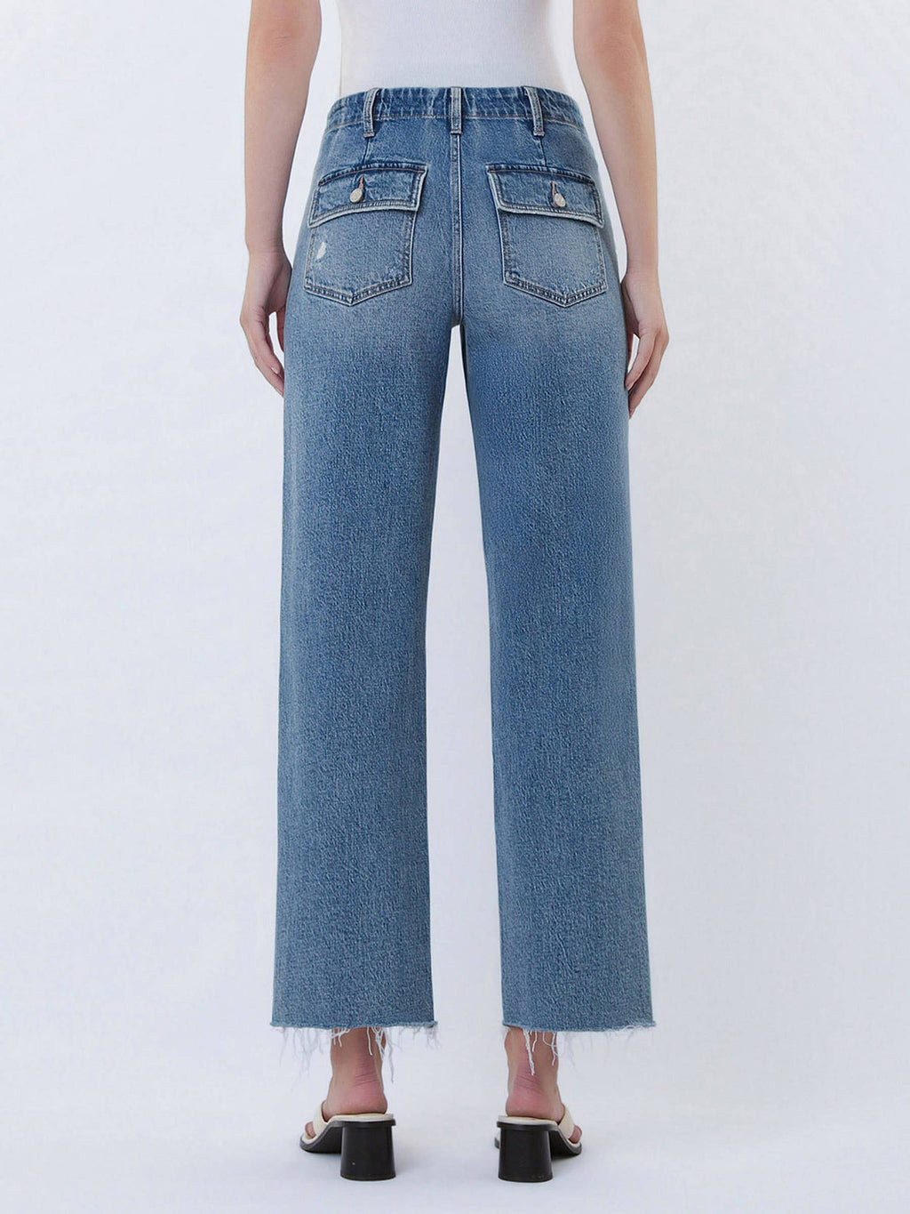 High Rise Patch Pocket Jeans