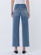 High Rise Patch Pocket Jeans