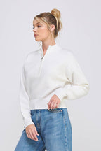 Dolman Half Zip Rib Sweater