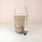 Woven Tote Bag with Embroidered Dachshund