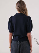 Ribbed Short Sleeve Polo Knit Top - Stylish In The Saddle