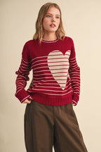 Heart Striped Sweater
