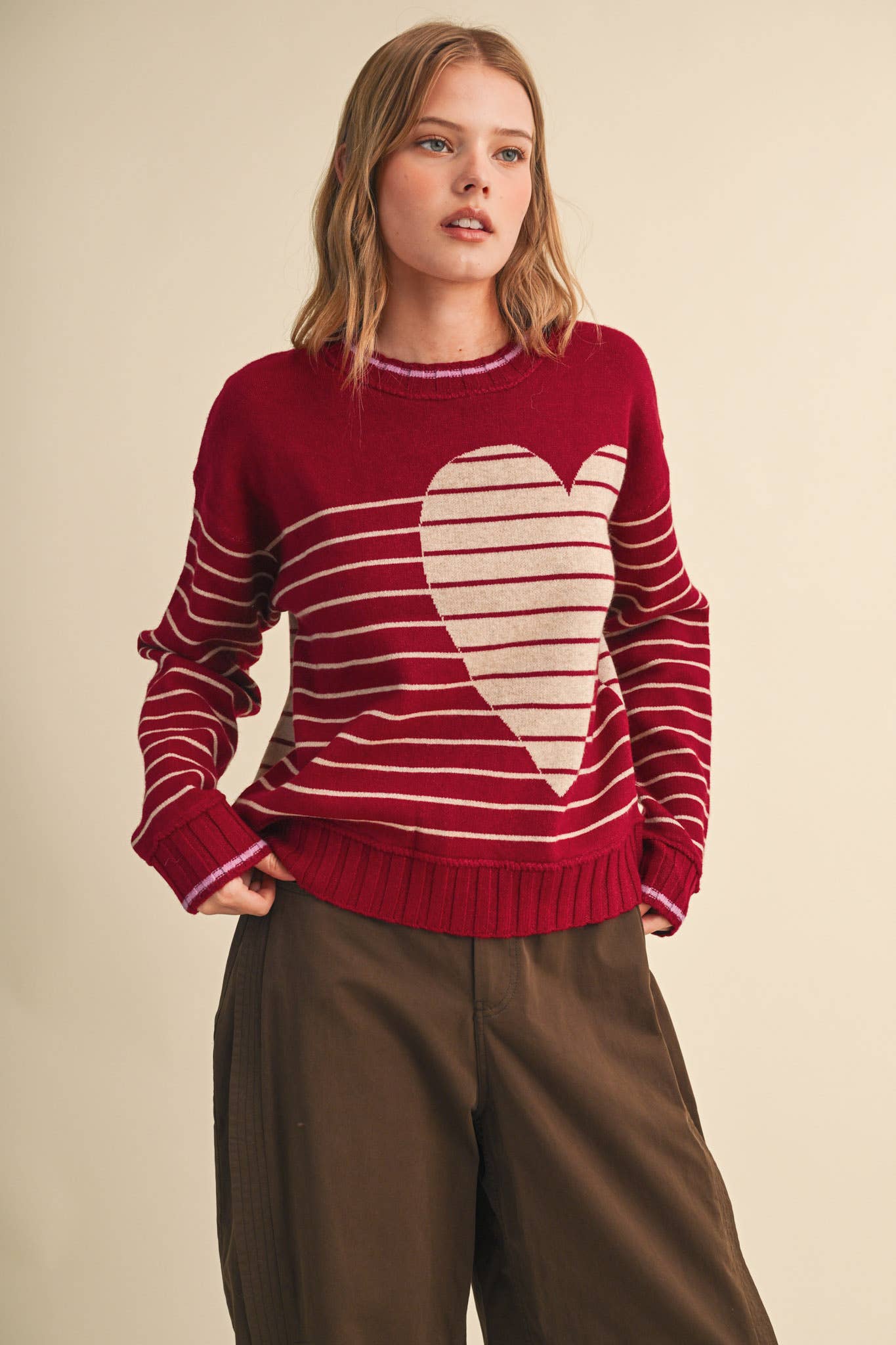 Heart Striped Sweater