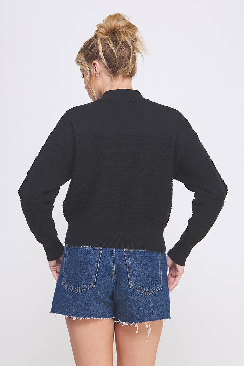 Dolman Half Zip Rib Sweater