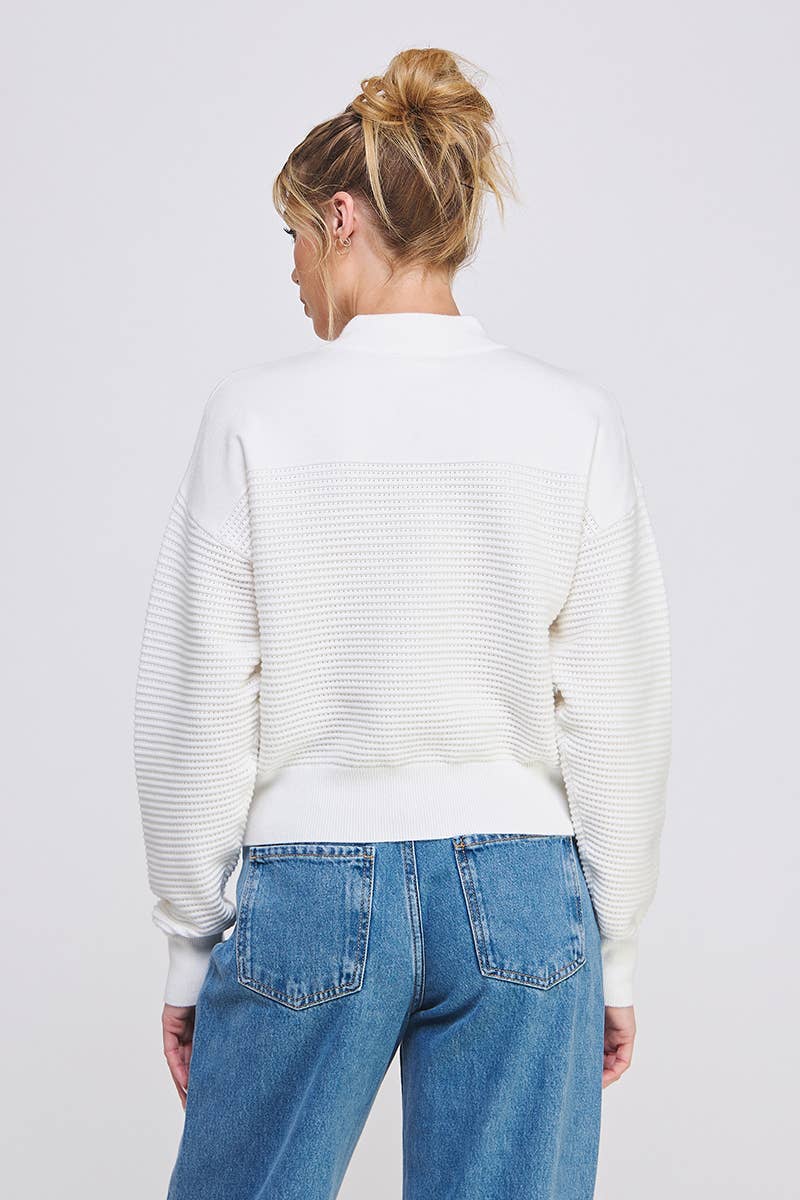 Dolman Half Zip Rib Sweater