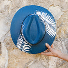 Fernanda Hand Painted Western Boho Hat - Blue and White - Stylish In The Saddle