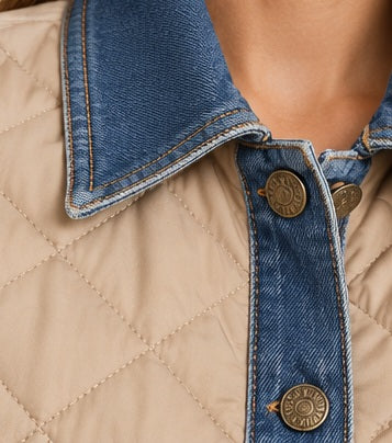 Denim Khaki Jacket denim collar detail