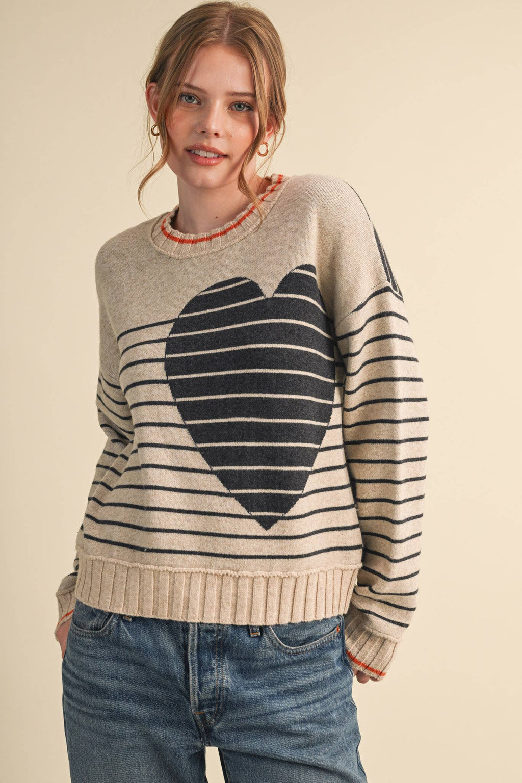Heart Striped Sweater