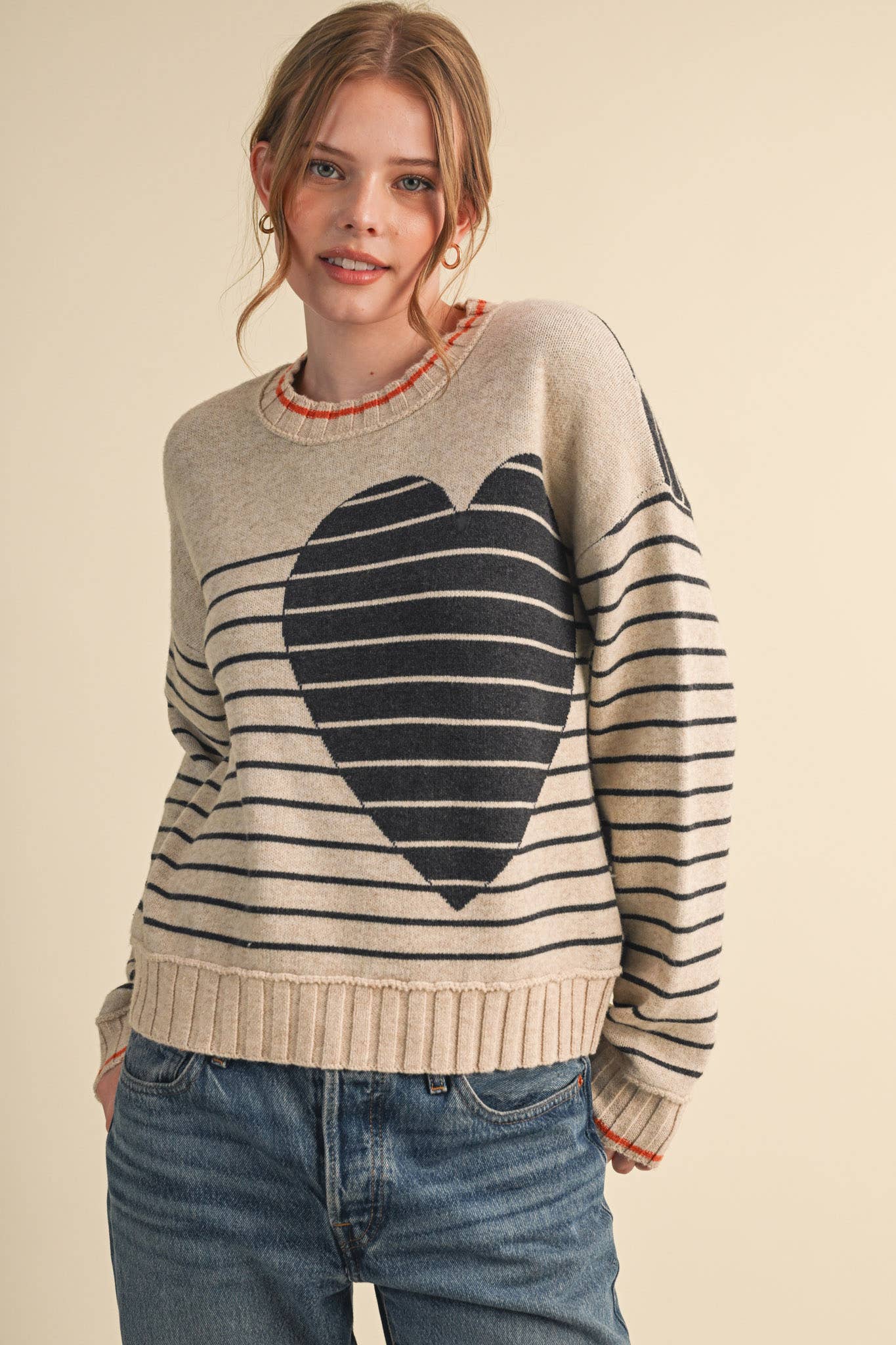 Heart Striped Sweater