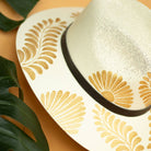 Patricia Hand Painted Resort Hat - Tan and Gold Flower - Stylish In The Saddle