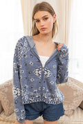 Pre-Order Bandana Fuzzy Knit Cardigan