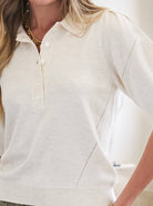 Ribbed Short Sleeve Polo Knit Top - Stylish In The Saddle