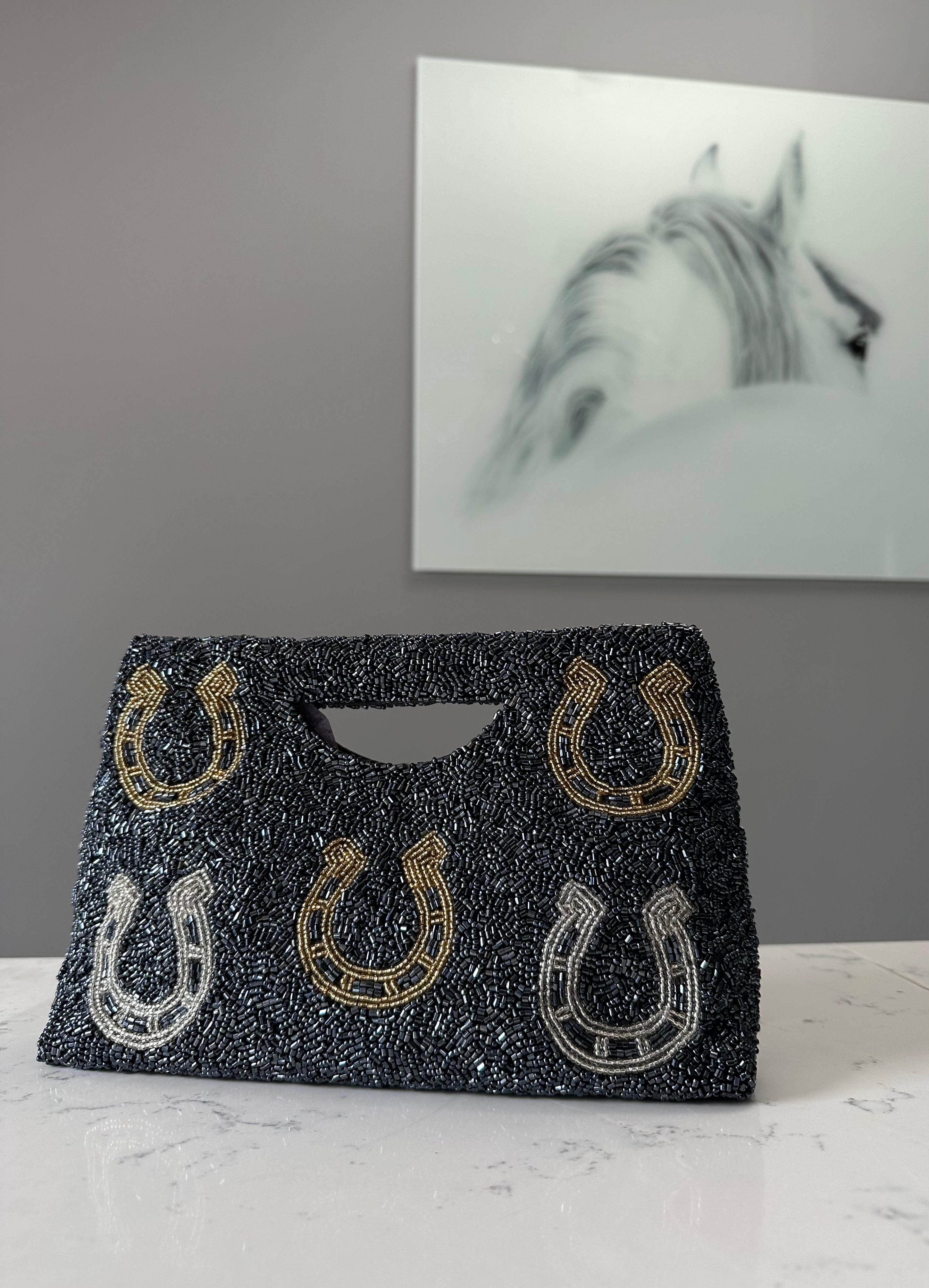 Exclusive Beaded Horseshoe Clutch - Stylish In The Saddle