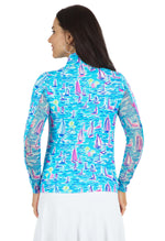 Darling Sail Print Long Sleeve Mock Neck Top