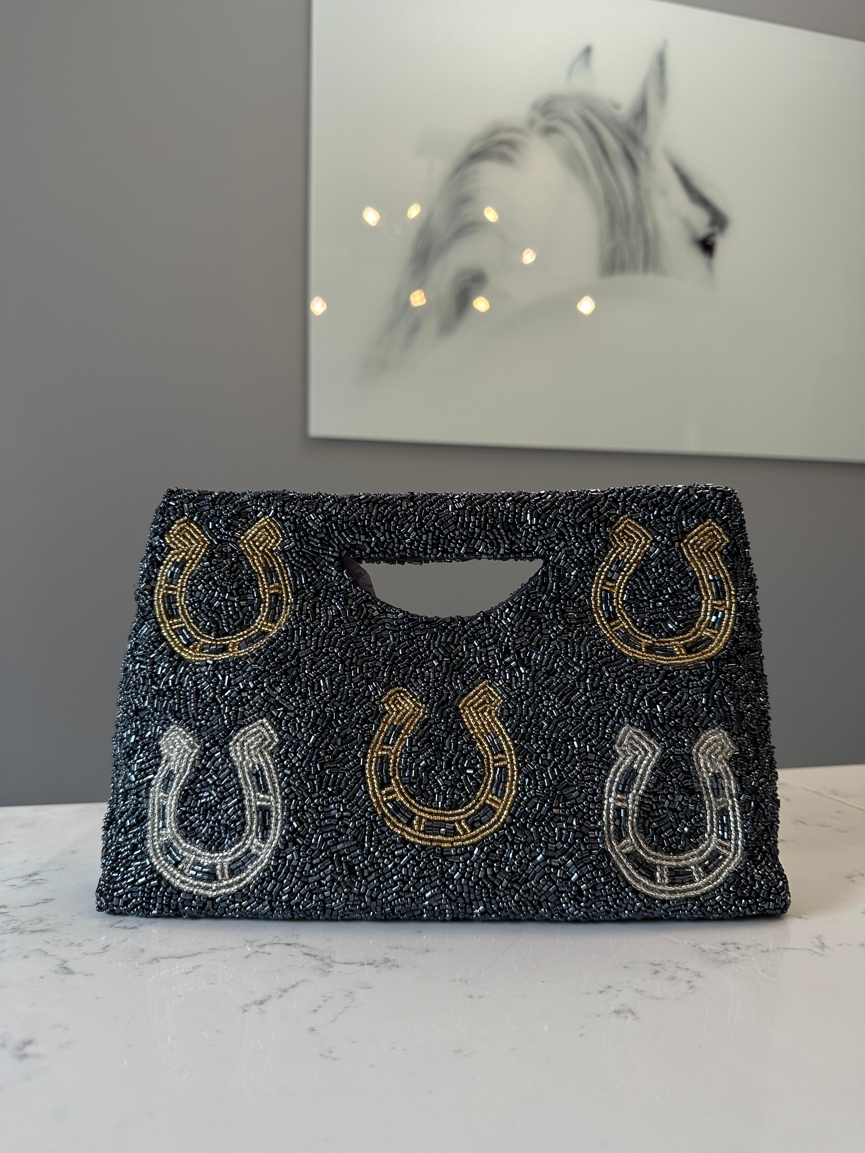 Exclusive Beaded Horseshoe Clutch - Stylish In The Saddle