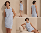 Mindy Contrast Stitch Knit Dress Xenon Blue