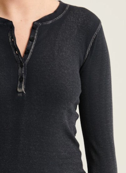 Modal Vintage Ribbed Henley - Stylish In The Saddle