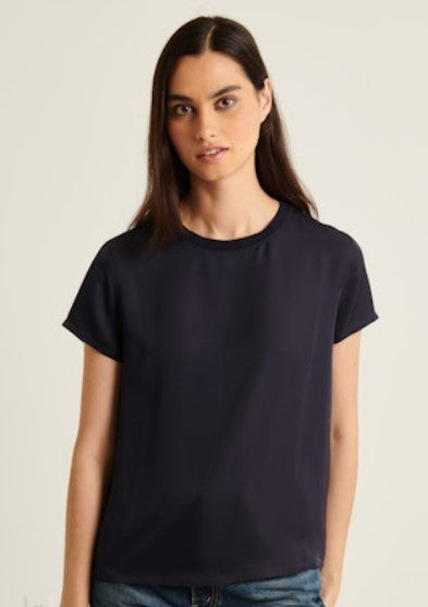 Silk Navy Short Sleeve Tee - Stylish In The Saddle