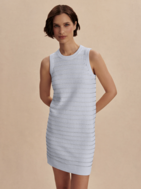 Mindy Contrast Stitch Knit Dress Xenon Blue