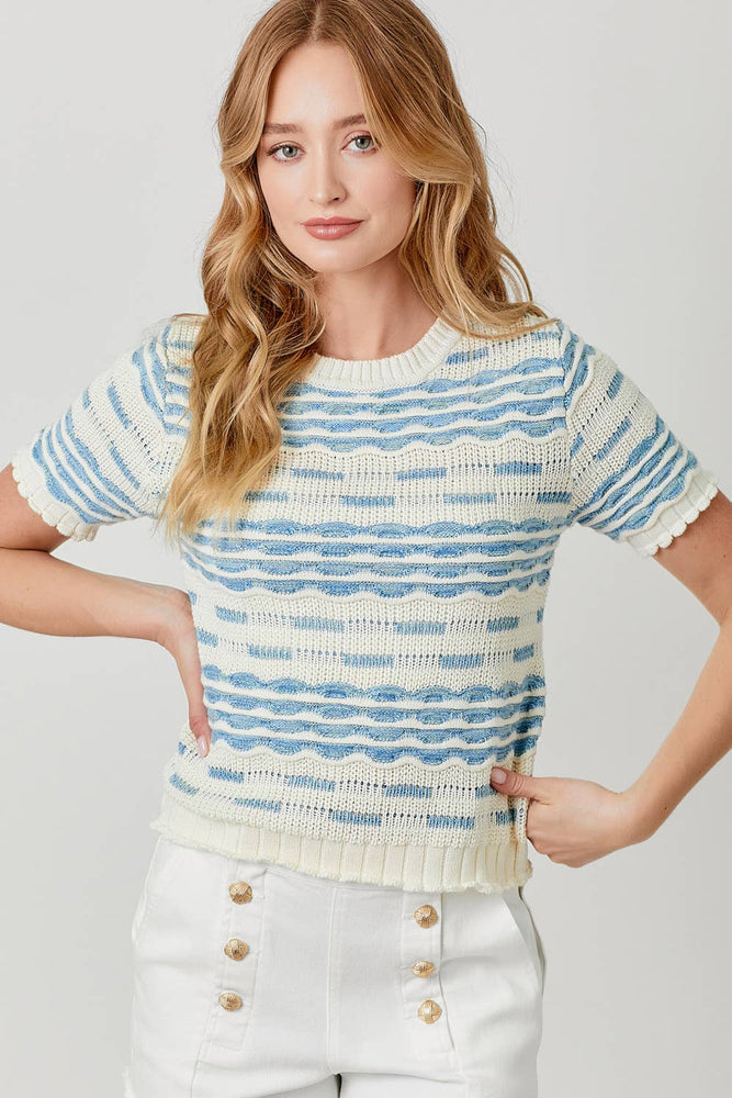 Mediterranean Scallop Blue Sweater