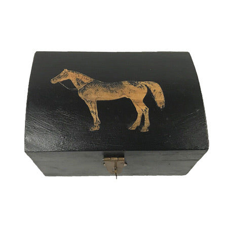 Standing Horse Black Equestrian Accent Box