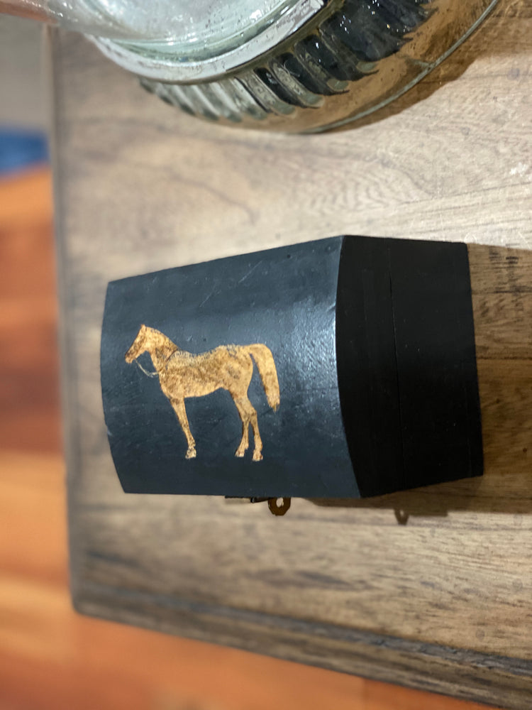 Standing Horse Black Equestrian Accent Box